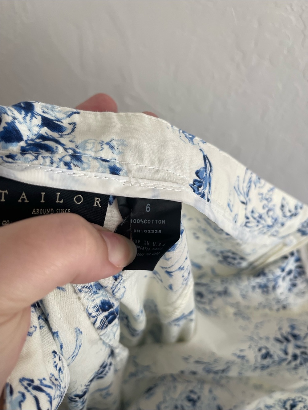 Y2K Tailor B. Moss Ivory Blue Floral Retro Circle Skirt Lace Trim Midi Womens 6 - Picture 8 of 8